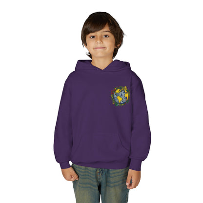 Youth Hoodie — Earth Floral Heart Graphic Kids Sweatshirt