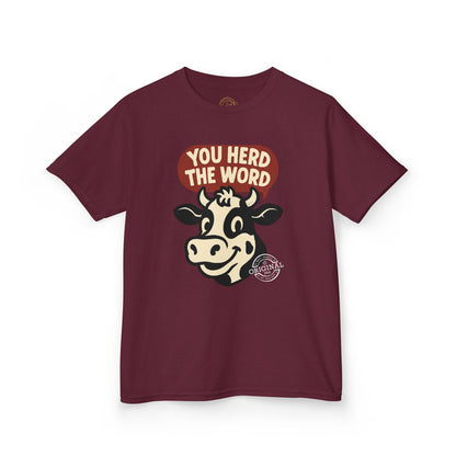 Kids T‑Shirt — 'You Herd the Word' Cow Front & 'Faith Over Fear' Farm Graphic