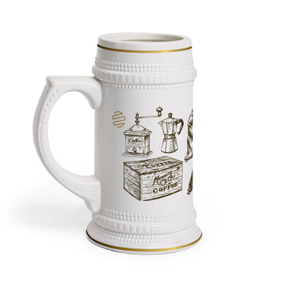 Coffee Lover's Stein Mug - Rustic Coffee Art