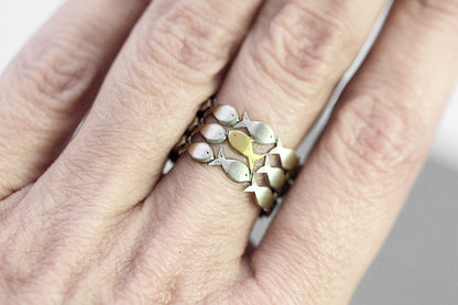 Handmade Two-Tone Fish Shaped Open Ring Jewelry