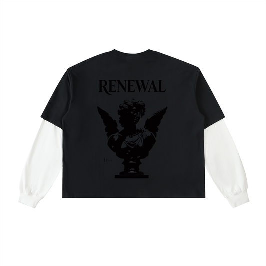 'Sacred Sacrifice' Layered Contrast Sleeve Cotton T-Shirt