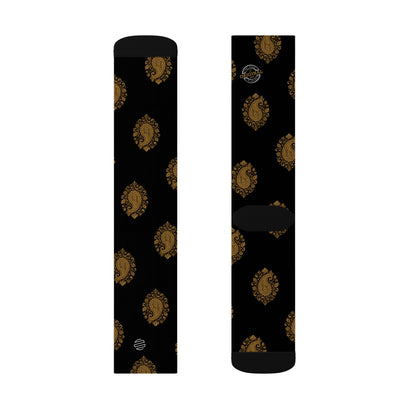 Gold Paisley Pattern Crew Socks