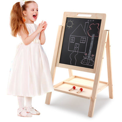 Wooden Dual-Sided Writing Board for Kids, Adjustable