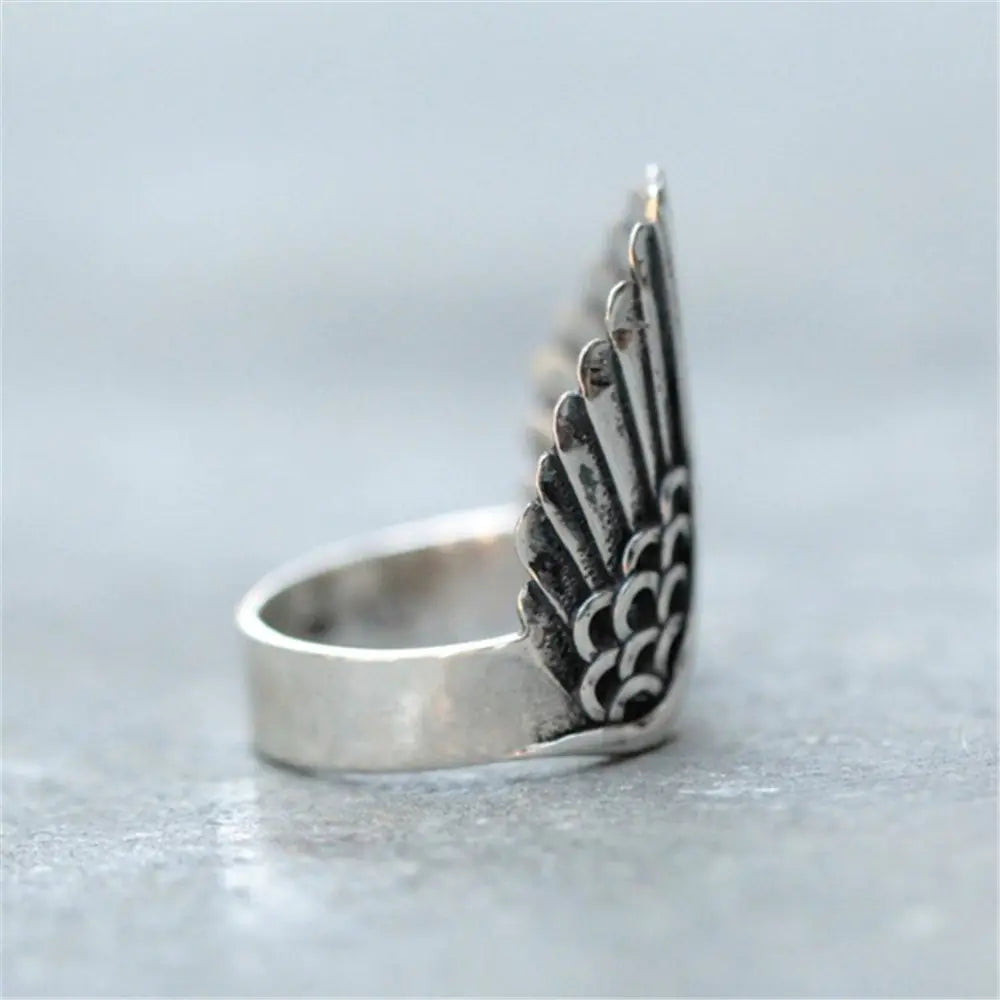 Vintage Black Angel Wings Open Ring