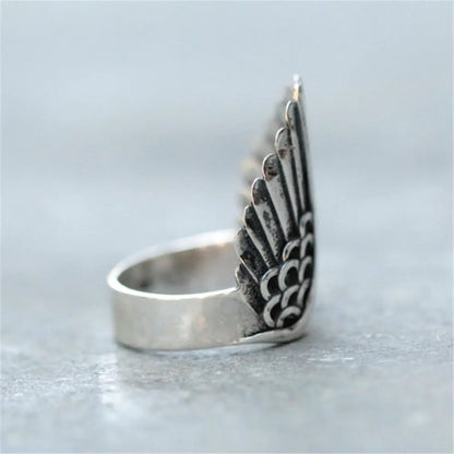 Vintage Black Angel Wings Open Ring