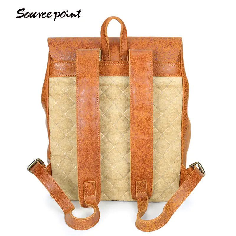 Genuine Leather College Style Backpack