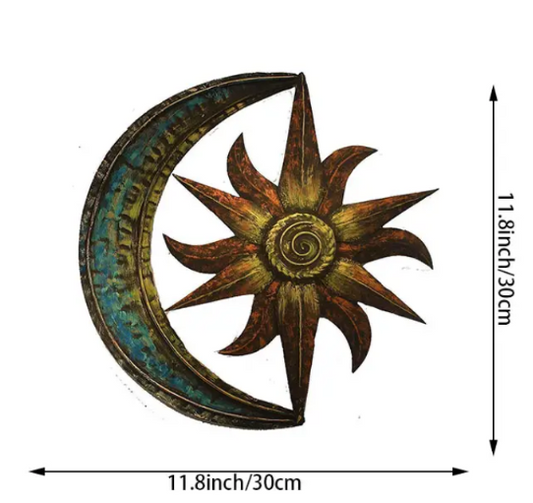 Celestial Body Theme Metal Wall Art - Moon & Star Display