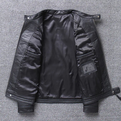 Men's Genuine Leather Motorcycle Jacket - Slim Fit Design