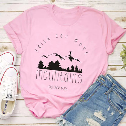 Unisex Cotton Summer Tees with Faith & Mountains