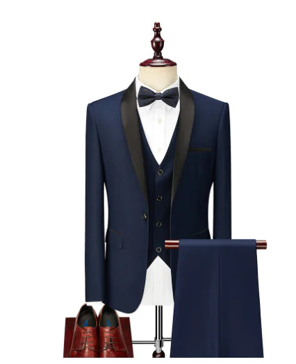 Men's Sleek Black Business & Wedding Suit Jacket