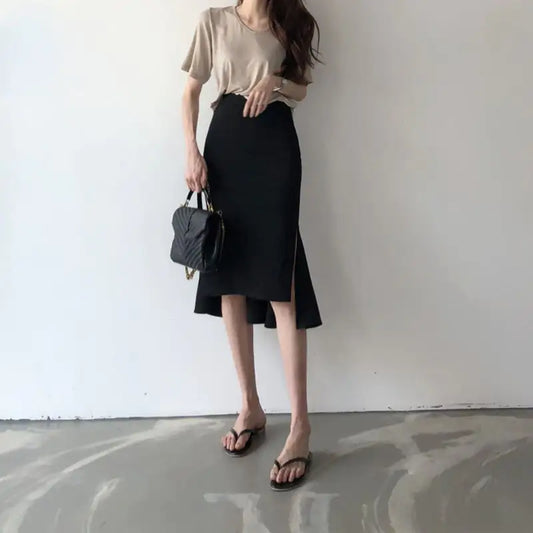 Chic Retro Ruffle Midi Skirt