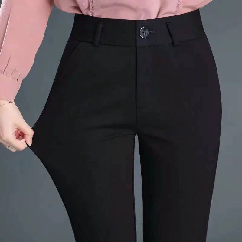 Women's Black Straight-Leg Suit Pants