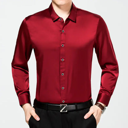 High-End Pure Color Silk Shirt