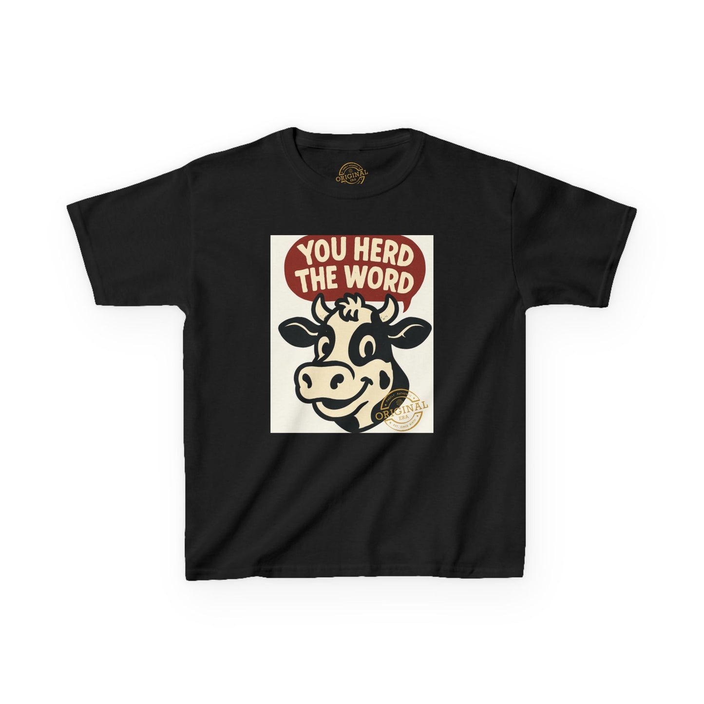 Kids T‑Shirt — 'You Herd the Word' Cow Front & 'Faith Over Fear' Farm Graphic