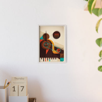 Jazz Session Poster with Wooden Frame – Retro Abstract Music Wall Art
