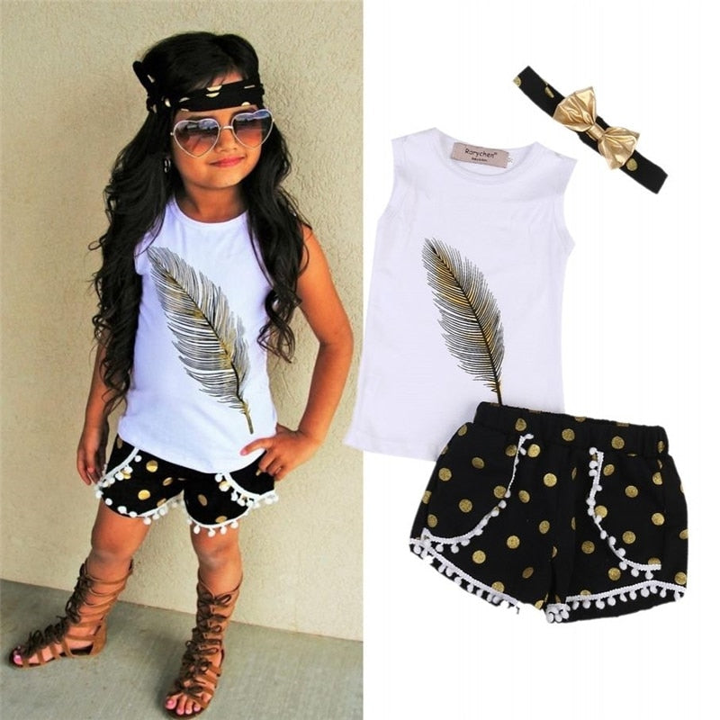 Feather Set, Two-Piece Kids' Sleeveless Outfit