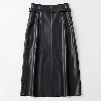 Women's PU Leather Mid-length High Waist Slimming Hip Skirt