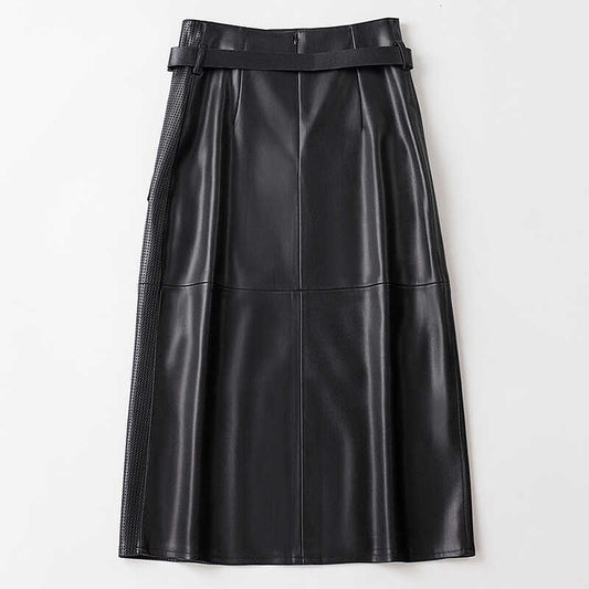 Women's PU Leather Mid-length High Waist Slimming Hip Skirt
