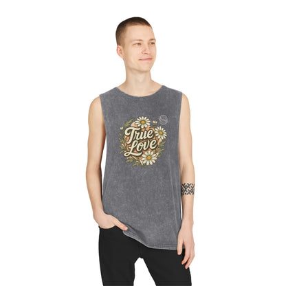 True Love Daisy Tank Top — Vintage Stonewash Graphic Tank