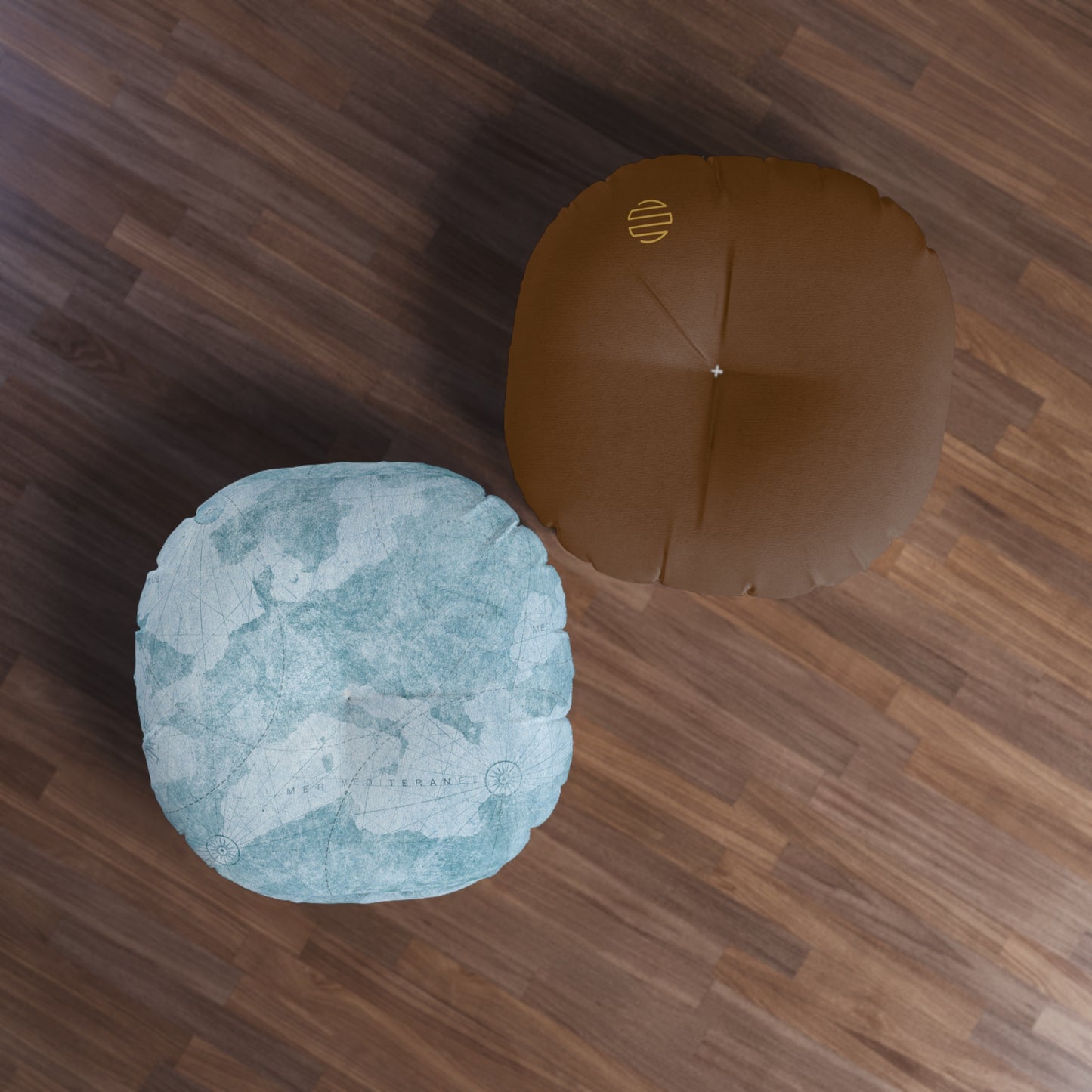 Coastal Map Round Tufted Floor Pillow