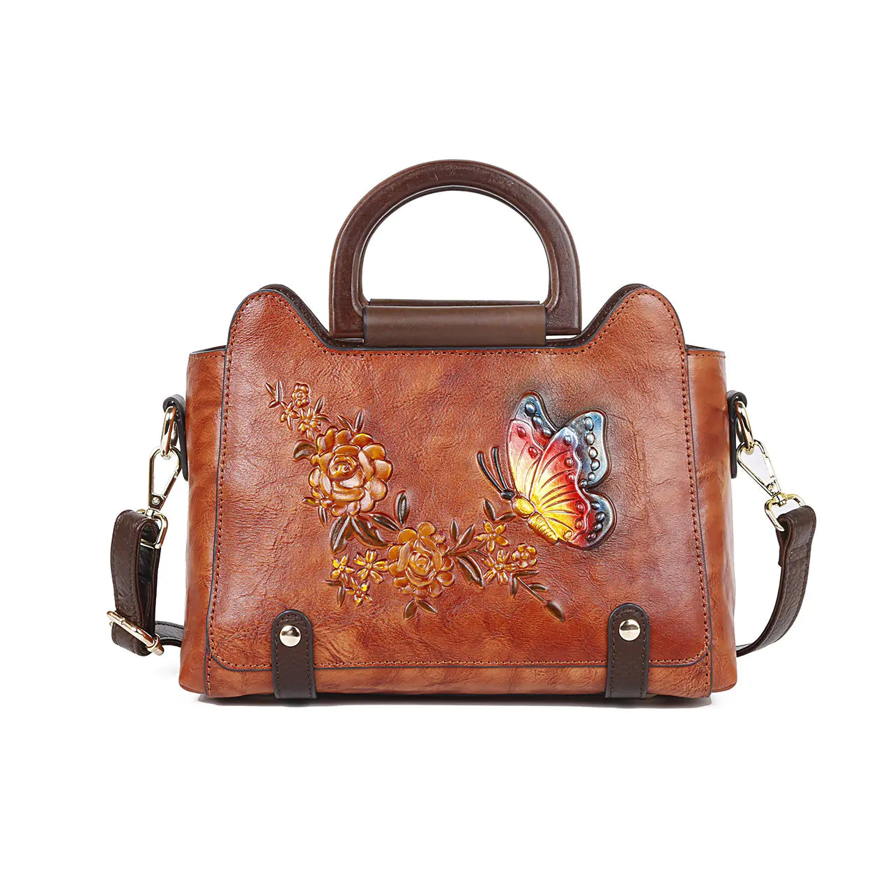 Embossed Leather Single Shoulder Crossbody Handbag