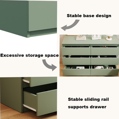 Green 6-Drawer Cabinet Dressing Table