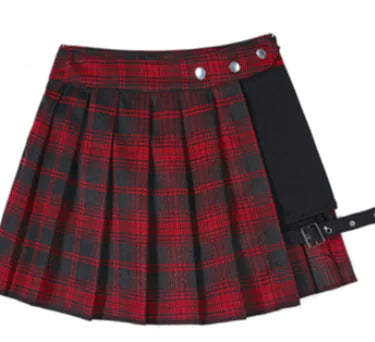 Checkered Charm Leather Skirt