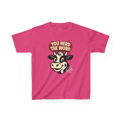 Kids T‑Shirt — 'You Herd the Word' Cow Front & 'Faith Over Fear' Farm Graphic