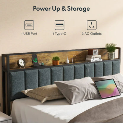 Charging Full Bed Frame with LED Ambiance