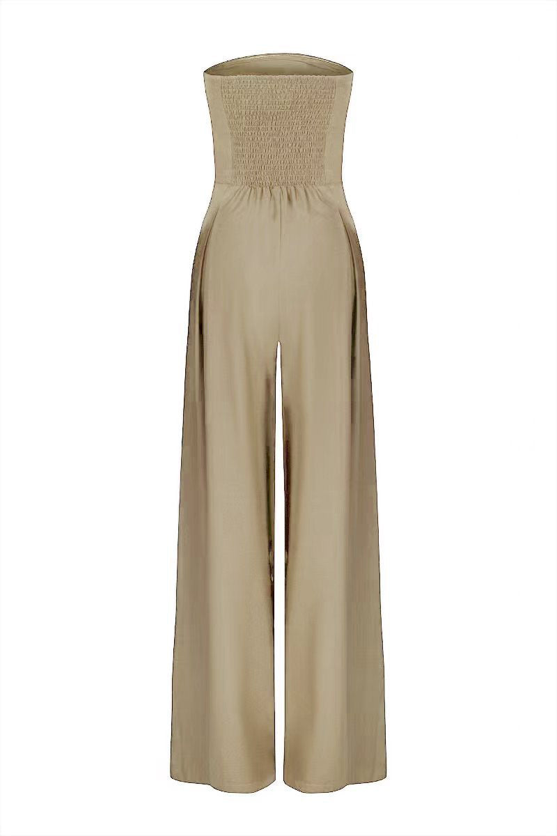 Backless Loose Tube-Top  Wide Leg Long Pants Jumpsuit
