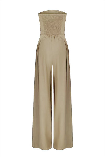 Backless Loose Tube-Top  Wide Leg Long Pants Jumpsuit