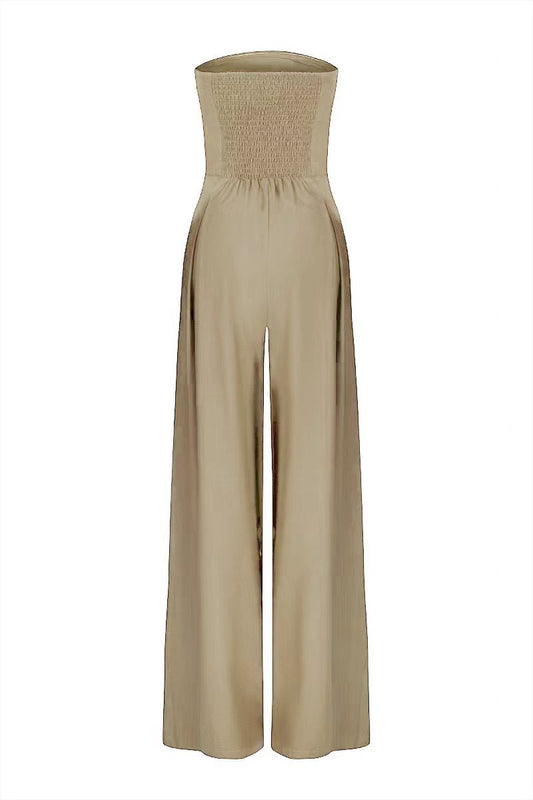 Backless Loose Tube-Top  Wide Leg Long Pants Jumpsuit