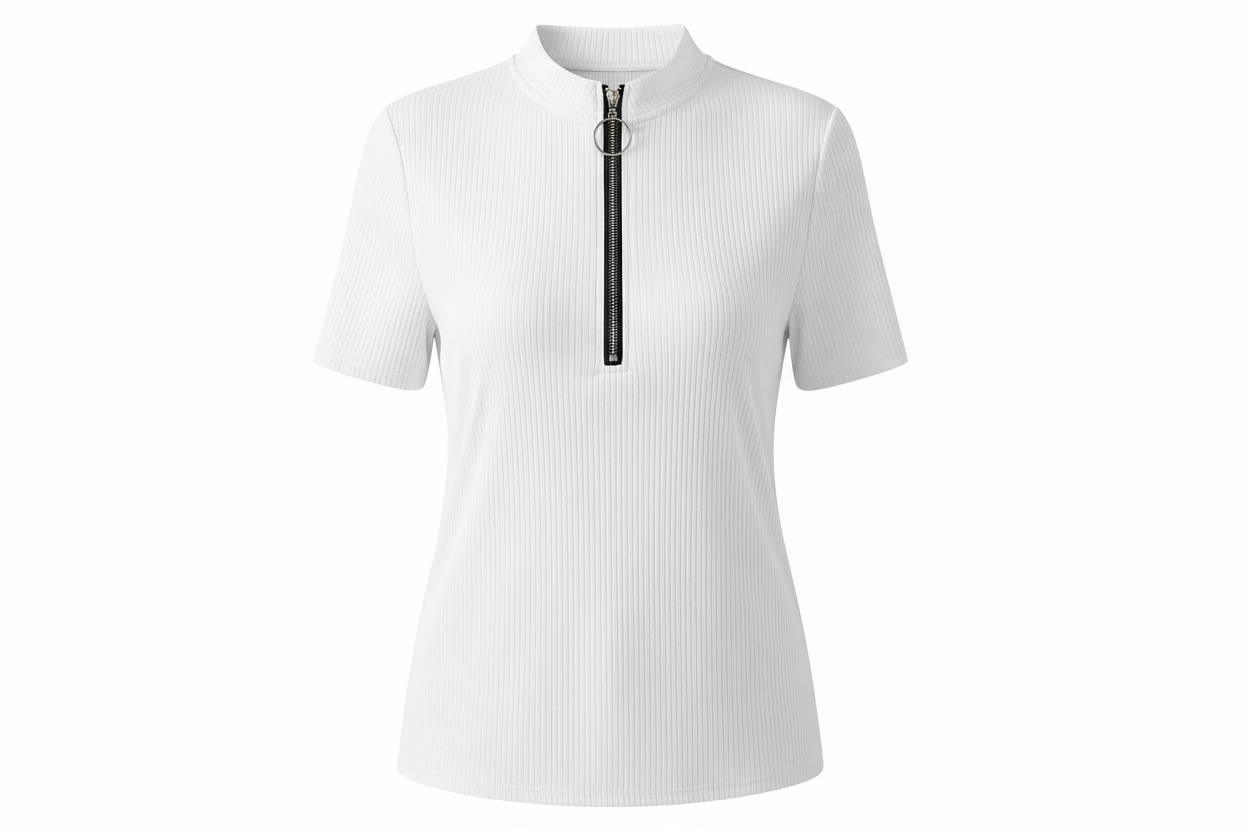 Half Zip Short Sleeve Top