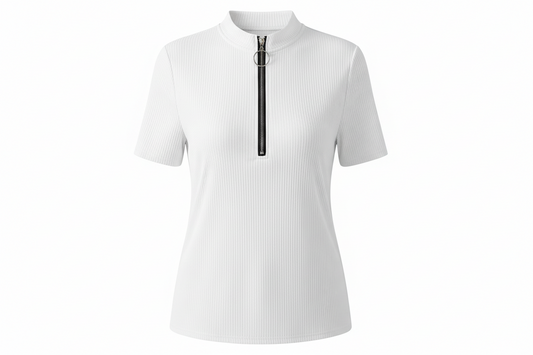 Half Zip Short Sleeve Top