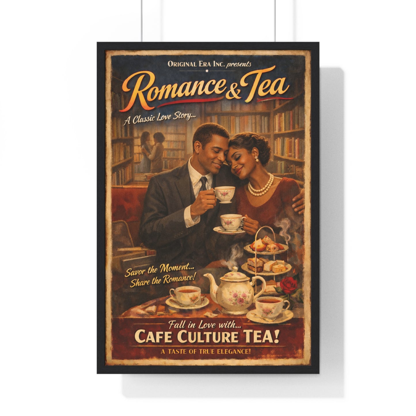 Romance & Tea Vintage Poster — Café Culture Tea Wall Art