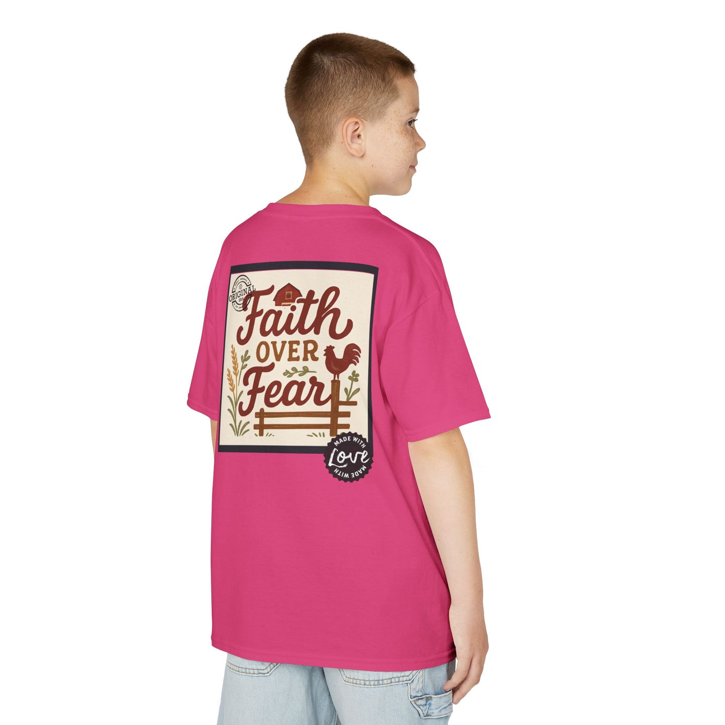 Kids T‑Shirt — 'You Herd the Word' Cow Front & 'Faith Over Fear' Farm Graphic