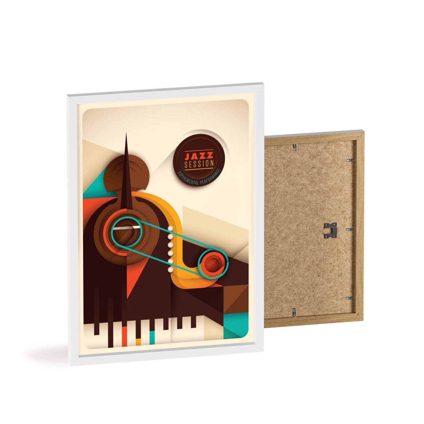Jazz Session Poster with Wooden Frame – Retro Abstract Music Wall Art