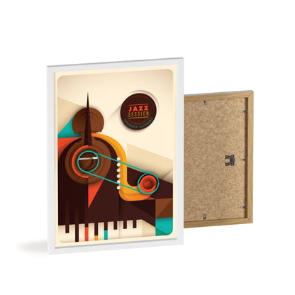 Jazz Session Poster with Wooden Frame – Retro Abstract Music Wall Art