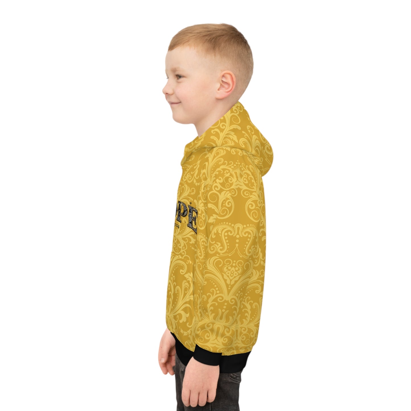 Children's Hoodie – Gold 'HOPE' Psalm 31:24 Kids Sweatshirt