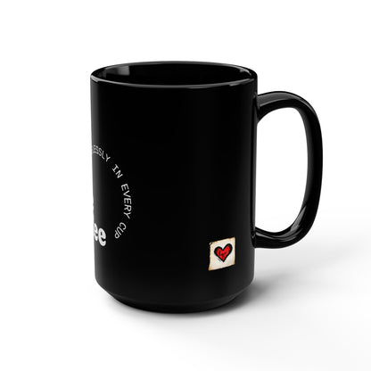 Art Love Coffee Black 15oz Mug — "Timelessly in Every Cup" Ceramic Coffee Cup
