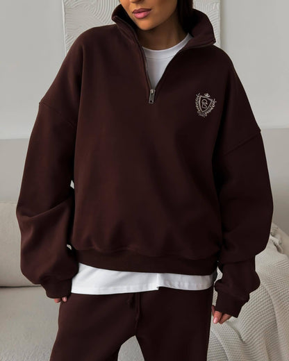 Comfortable Letter Crew Neck Terry Sweater