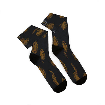 Gold Paisley Pattern Crew Socks