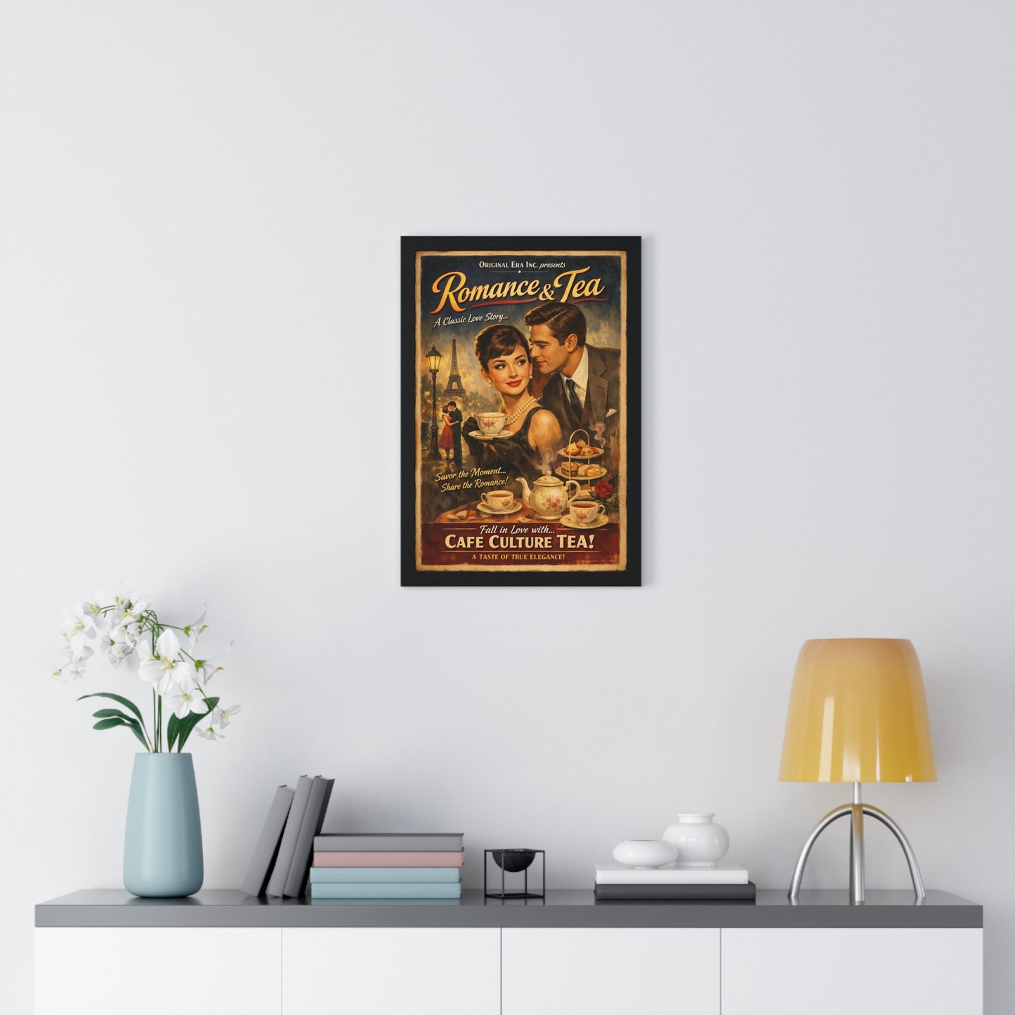 Vintage Romance & Tea Poster — Cafe Culture Tea Wall Art