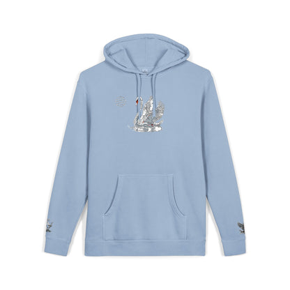 Embroidered Swan Graphic Hoodie — Vintage Pigment-Dyed