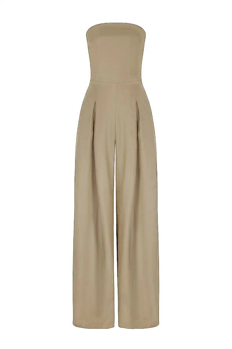 Backless Loose Tube-Top  Wide Leg Long Pants Jumpsuit