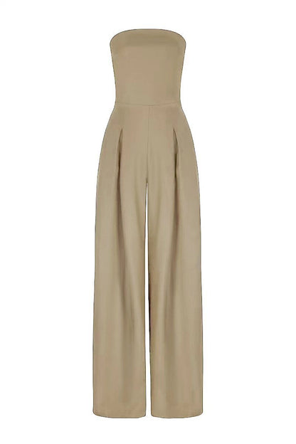 Backless Loose Tube-Top  Wide Leg Long Pants Jumpsuit