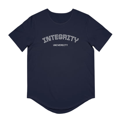 Integrity University Curved-Hem Tee — Modern Collegiate Men’s T‑Shirt