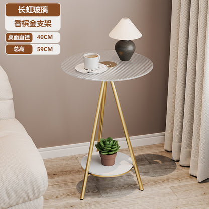 Minimalist Iron Side Table with Double Layer Glass