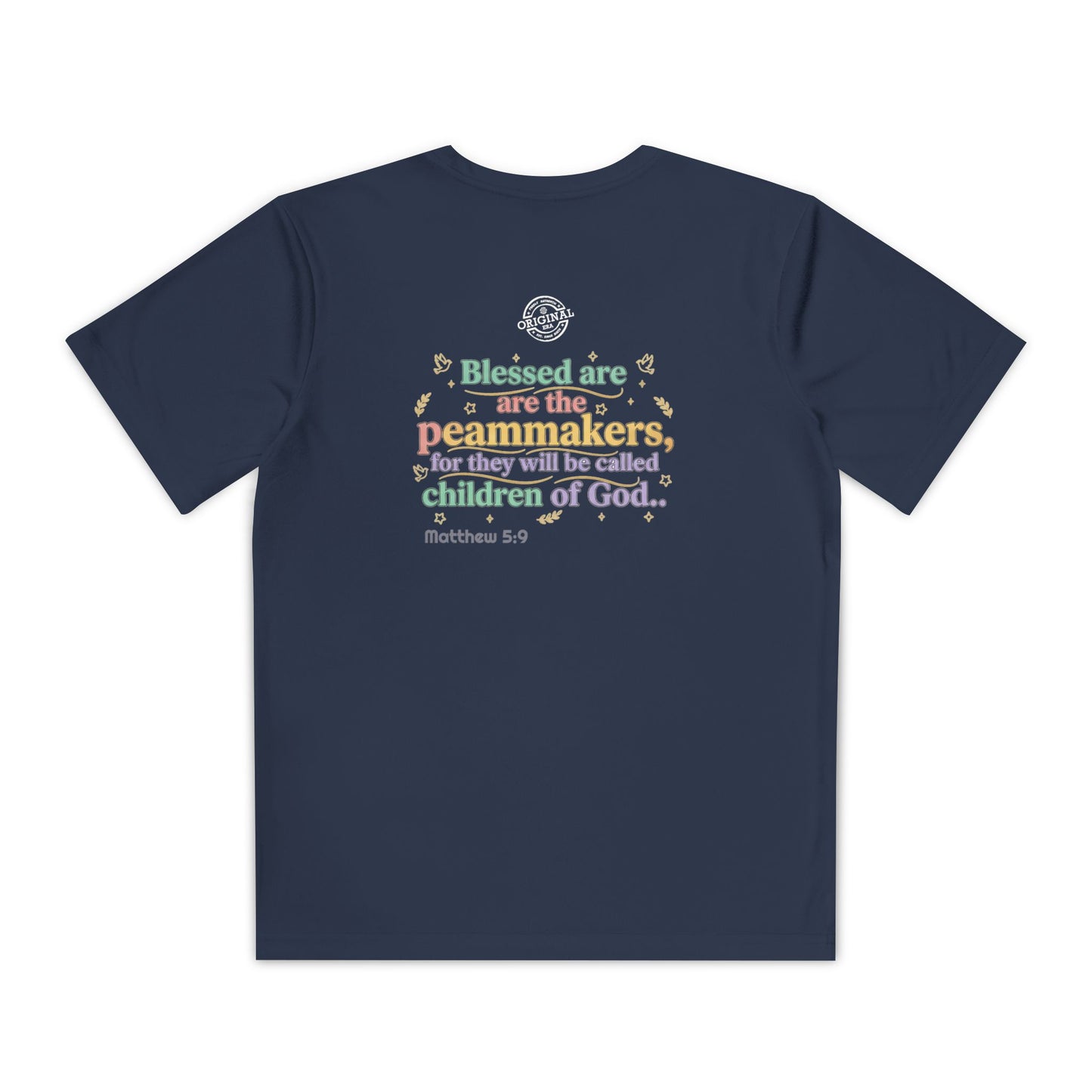 Youth Competitor Tee — "Original Era Inc." Kids' Christian Scripture T-Shirt (Matthew 5:9)