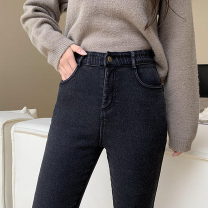 Women's Vintage Stretch Zip High Waist Jeans
